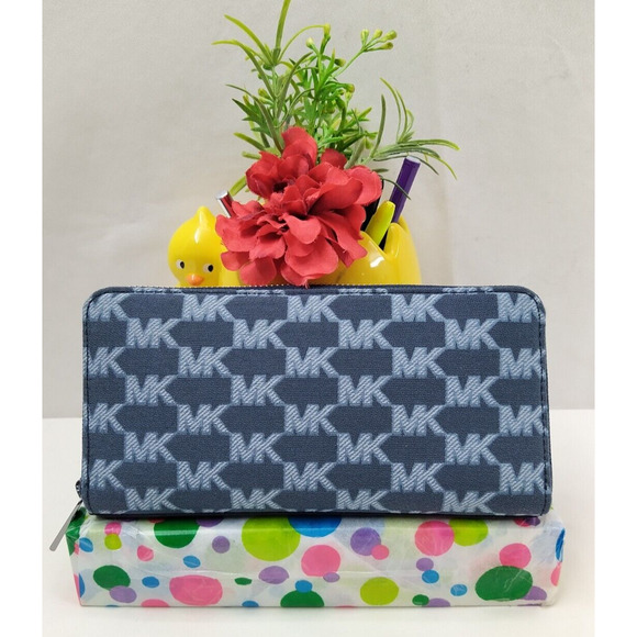 Michael Kors Cooper Navi Multicolor Zip Around Credit Card Long Wallet -NWT $228 - Picture 1 of 16